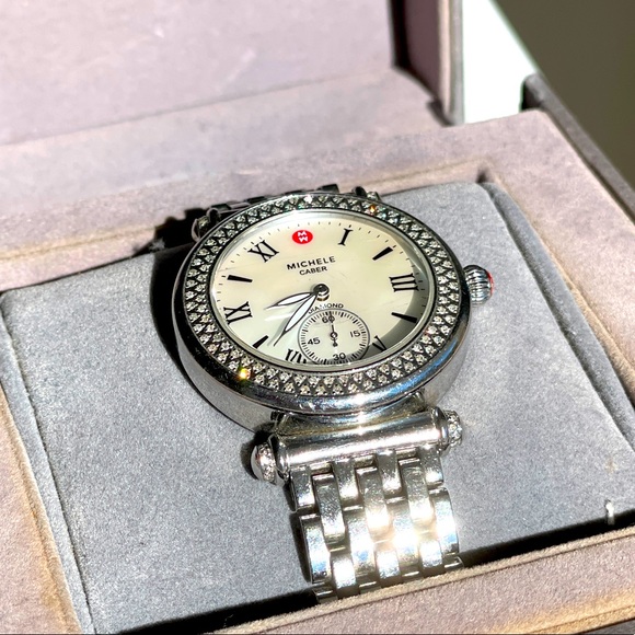 Michele Caber Diamond Watch for Women in good condition. Metal band, case, cloth - Picture 1 of 12